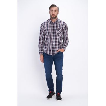 Camasa in carouri cu buzunar aplicat pe piept