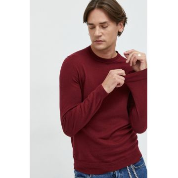 Superdry pulover din amestec de casmir barbati, culoarea bordo, light