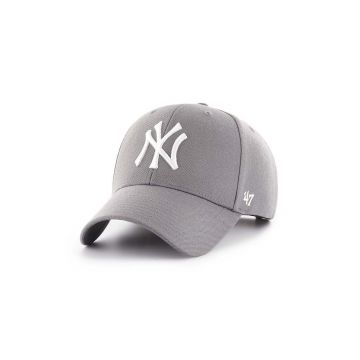 47brand șapcă MLB New York Yankees culoarea gri, cu imprimeu B-MVPSP17WBP-DY