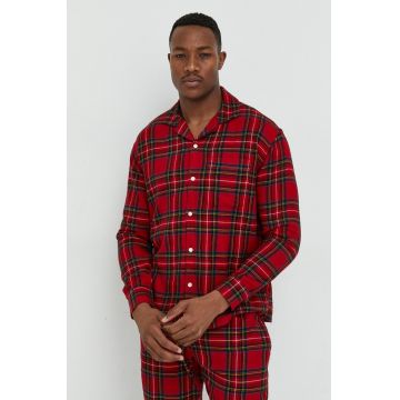 Abercrombie & Fitch camasa de pijama barbati, culoarea rosu, modelator