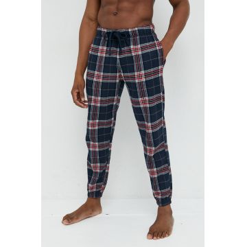 Abercrombie & Fitch pantaloni de pijama barbati, culoarea albastru marin, modelator