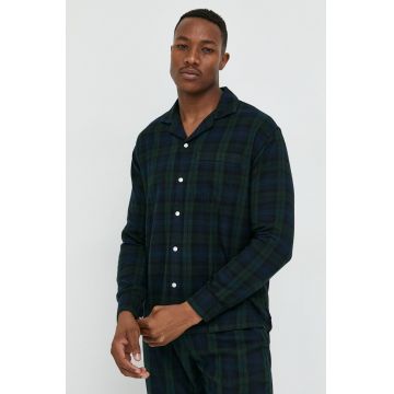 Abercrombie & Fitch cămașă pijama barbati, culoarea verde, modelator