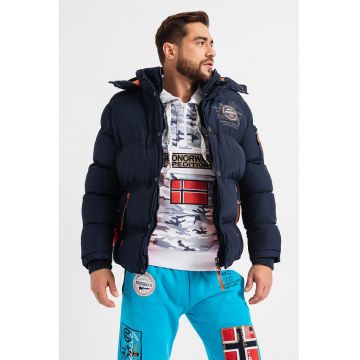 Geaca matlasata cu gluga detasabila Verveine - Bleumarin