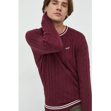 Hollister Co. pulover barbati, culoarea bordo, light