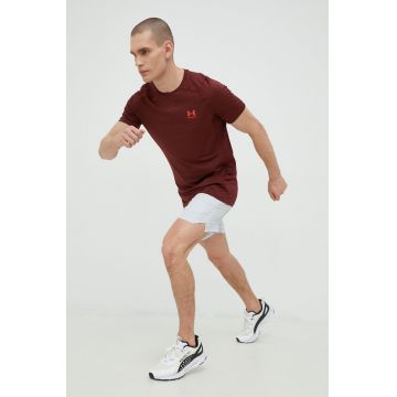 Under Armour tricou de antrenament culoarea bordo, neted 1361683-001