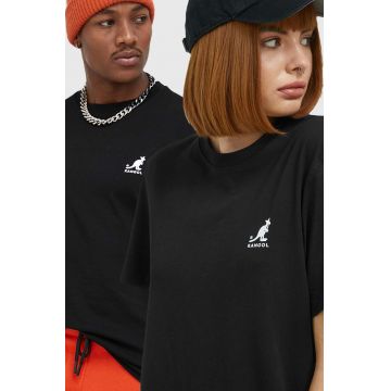 Kangol tricou din bumbac culoarea negru, cu imprimeu