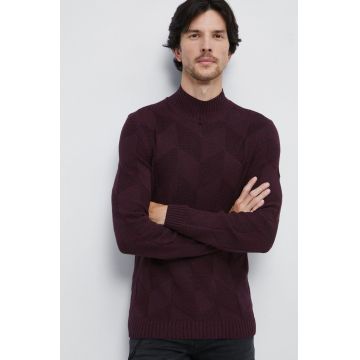 Medicine pulover barbati, culoarea bordo, cu turtleneck