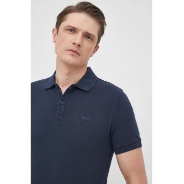 BOSS polo de bumbac CASUAL culoarea bleumarin, uni 50468576