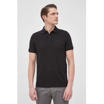 BOSS polo de bumbac CASUAL culoarea negru, uni 50468576