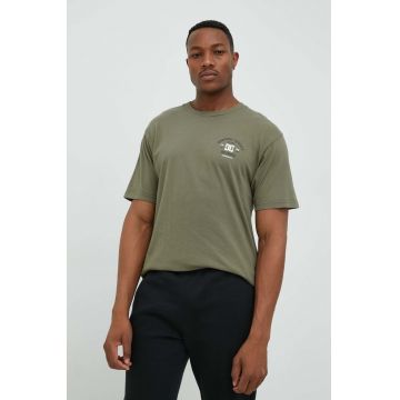 DC tricou din bumbac culoarea verde, neted