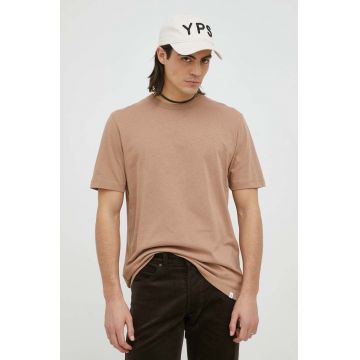 Samsoe Samsoe tricou din bumbac culoarea bej, neted