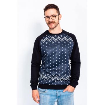 Pulover cu decolteu la baza gatului si tematica de Craciun