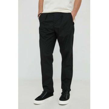 G-Star Raw pantaloni de bumbac barbati, culoarea negru, drept