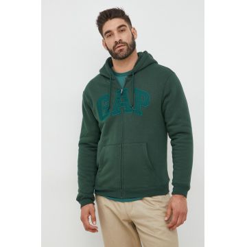 GAP bluza barbati, culoarea verde, cu glugă, cu imprimeu