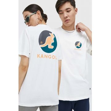 Kangol tricou din bumbac culoarea alb, cu imprimeu