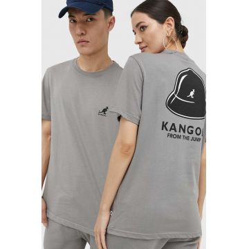 Kangol tricou din bumbac culoarea gri, cu imprimeu