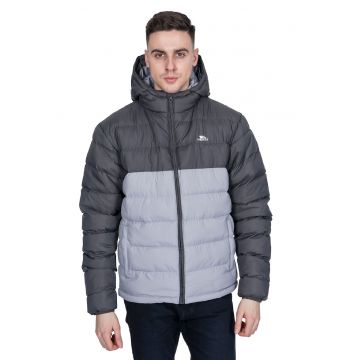 Geaca impermeabila cu gluga si vatelina Oskar - Albastru pastel/Gri inchis