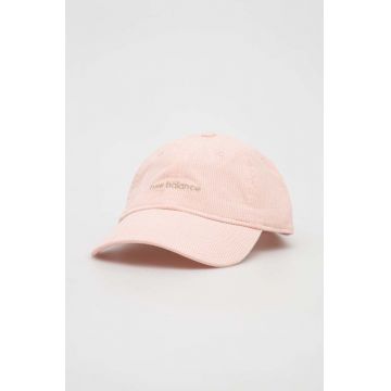New Balance șapcă de baseball din catifea culoarea roz, cu imprimeu