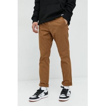 Superdry pantaloni barbati, culoarea maro, mulata