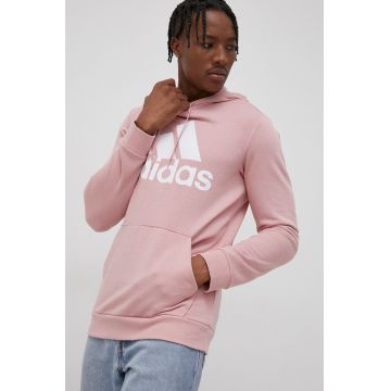 Adidas Bluză HE4560 bărbați, culoarea roz, cu imprimeu