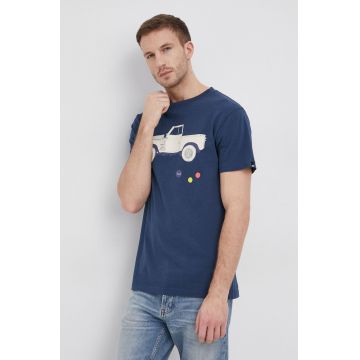Deus Ex Machina Tricou din bumbac culoarea albastru marin, cu imprimeu