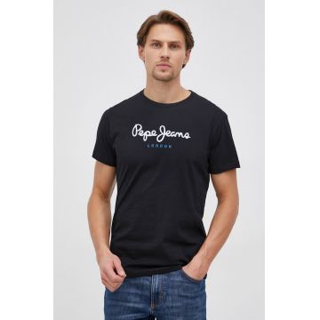 Pepe Jeans Tricou din bumbac Eggo culoarea negru, cu imprimeu