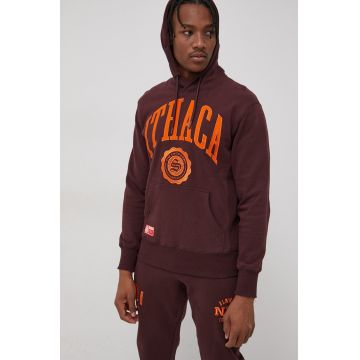 Superdry Hanorac de bumbac bărbați, culoarea bordo, cu imprimeu