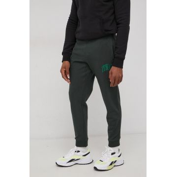 Superdry Pantaloni de bumbac bărbați, culoarea verde, cu imprimeu