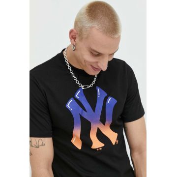 47brand tricou din bumbac Mlb New York Yankees culoarea negru, cu imprimeu