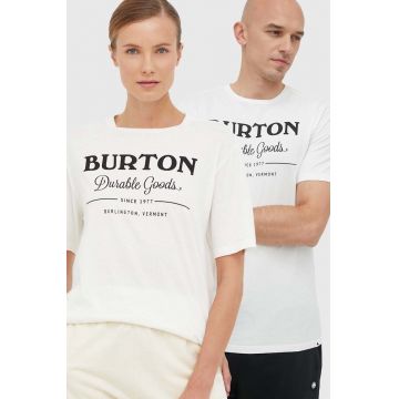 Burton tricou din bumbac culoarea alb, cu imprimeu