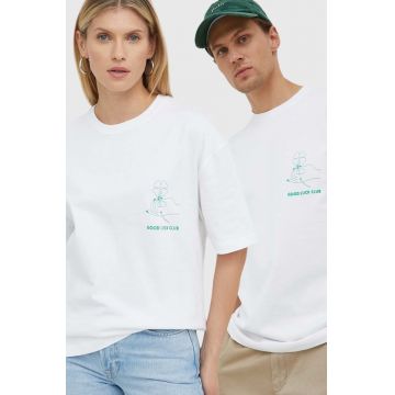 Samsoe Samsoe tricou din bumbac culoarea alb, cu imprimeu