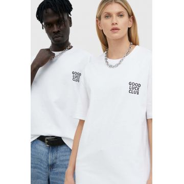 Samsoe Samsoe tricou din bumbac culoarea alb, cu imprimeu