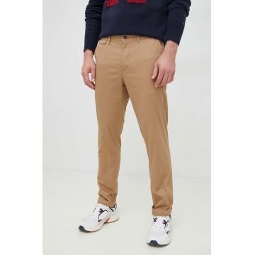 Sisley pantaloni barbati, culoarea bej, drept