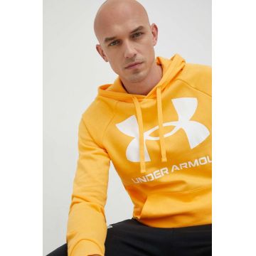 Under Armour bluză barbati, culoarea portocaliu, cu glugă, cu imprimeu 1357093-652