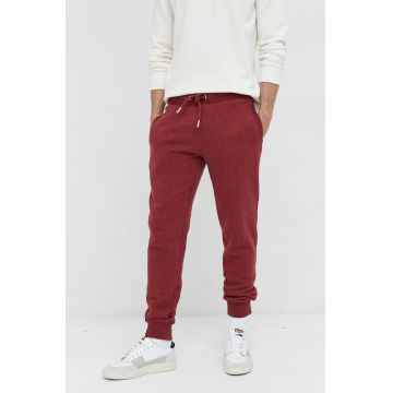 Superdry pantaloni de trening barbati, culoarea bordo, melanj