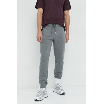 Superdry pantaloni de trening barbati, culoarea gri, melanj