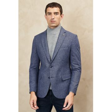 Sacou slim fit cu revere decupate