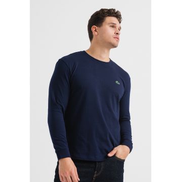 Bluza din amestec de bumbac cu logo discret pe piept