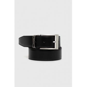 BOSS curea de piele barbati, culoarea negru
