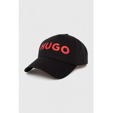 HUGO șapcă de baseball din bumbac culoarea negru, cu imprimeu