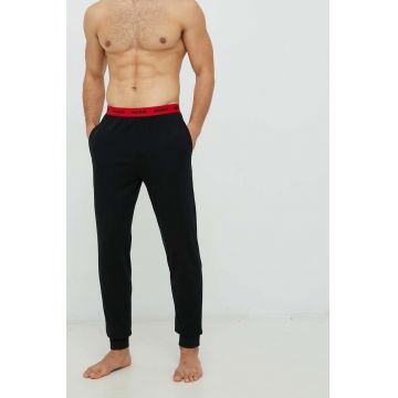 HUGO pantaloni de pijama barbati, culoarea negru, neted