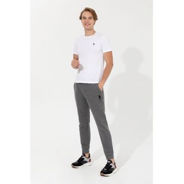 Pantaloni sport slim fit cu broderie logo