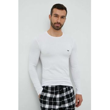 Emporio Armani Underwear longsleeve lounge culoarea alb, neted