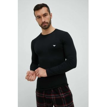Emporio Armani Underwear longsleeve lounge culoarea negru, neted