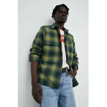 G-Star Raw camasa din bumbac barbati, culoarea verde, cu guler clasic, relaxed