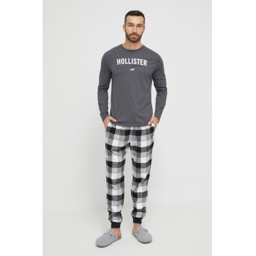 Hollister Co. pijama barbati, culoarea gri, modelator