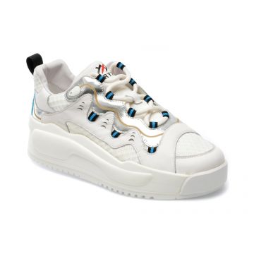 Pantofi sport GRYXX albi, LN149, din material textil si piele naturala