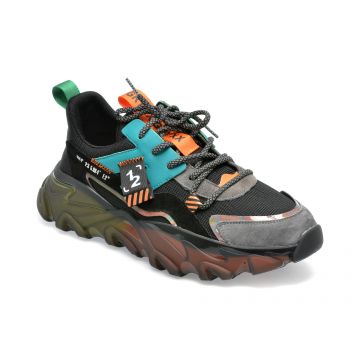 Pantofi sport GRYXX negri, D17589, din material textil si piele naturala