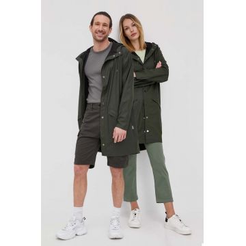 Rains geacă 12020 Long Jacket culoarea verde, de tranzitie 12020.03-Green