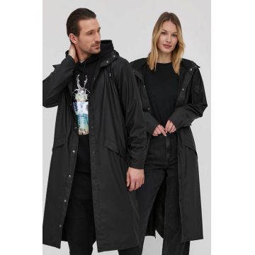 Rains geacă 18360 Longer Jacket culoarea negru, de tranzitie 18360.01-Black